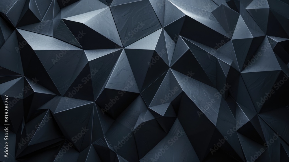 Dark 3D. Black Abstract Background with Futuristic Triangular Shapes Dark 3D. Black Abstract Background with Futuristic Triangular Shapes