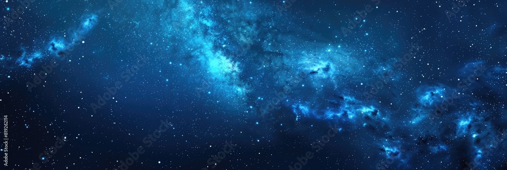 Blue Background With Stars. Abstract Milky Way Galaxy in Night Sky