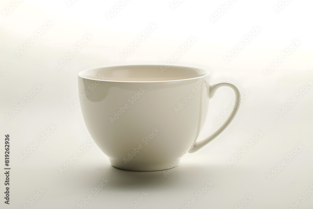 White ceramic cup in isolated white background. Teacup, ceramic mug, porcelain cup, with handle for mockup in copy space. AI generated White ceramic cup in isolated white background. Teacup, ceramic mug, porcelain cup, with handle for mockup in copy space. AI generated