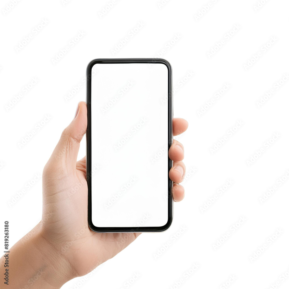 hand holding smart phone isolated on transparent background hand holding smart phone isolated on transparent background