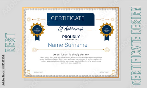 Free vector flat certificate template, Vector gradient coloured elegant certificate