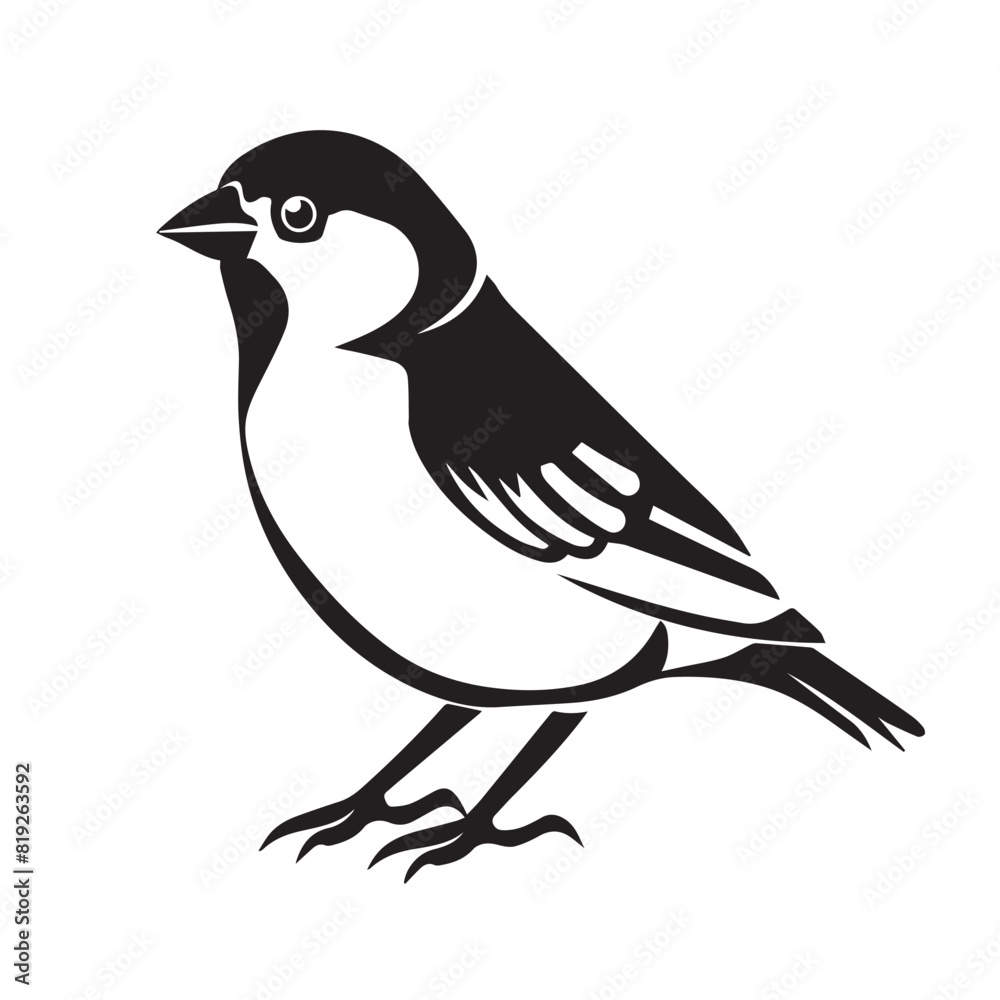 Fototapeta premium Sparrow in cartoon, doodle style. Image for t-shirt, web, mobile apps and ui. Isolated 2d vector illustration in logo, icon, sketch style, Eps 10. AI Generative