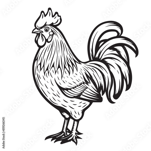 Rooster in cartoon, doodle style. Image for t-shirt, web, mobile apps and ui. Isolated 2d vector illustration in logo, icon, sketch style, Eps 10. AI Generative