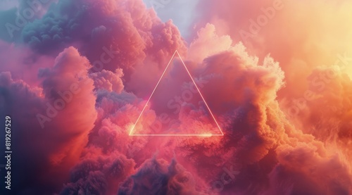 Triangle Shape Floating in Pink Clouds