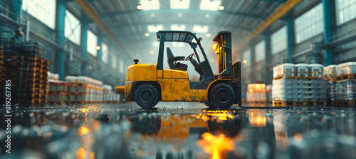 Forklift Truck in a Warehouse © olegganko