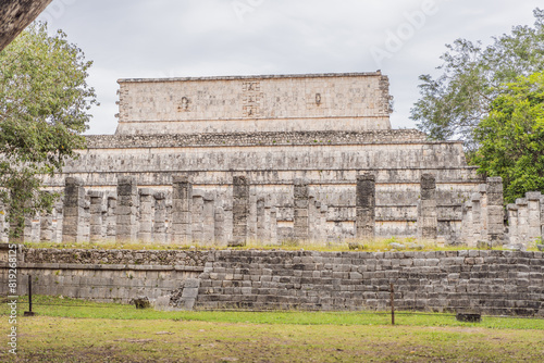 Old pyramid and temple of the castle of the Mayan architecture known as Chichen Itza these are the ruins of this ancient pre-columbian civilization and part of humanity