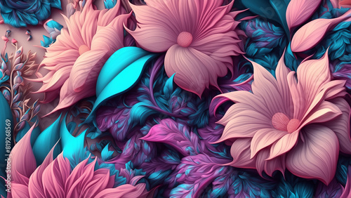 Abstract fantasy wallpaper with botanical flower special background design