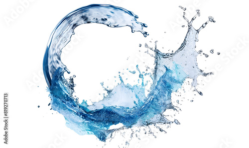Dynamic Splash of Water Forming a Circular Wave on White Background