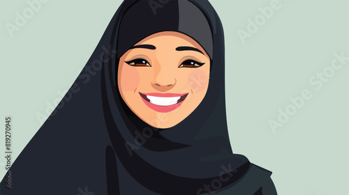 Vector cartoon muslim khaliji woman in hijab icon. photo
