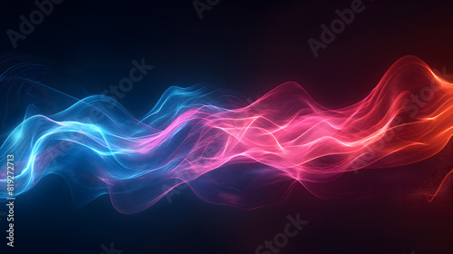 Vibrant Abstract Wavy Light Trails on Dark Background © slonme