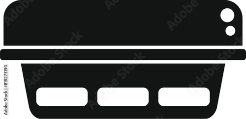 Black and white vector illustration of a disposable food container