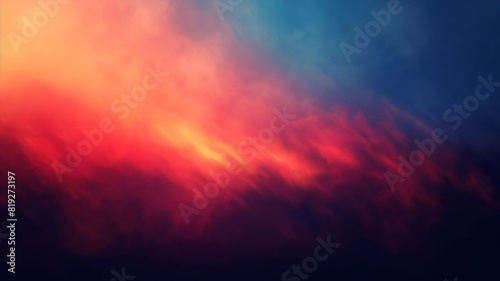 Smooth red black orange blue grainy gradient backdrop poster. Website menu sport banner background.