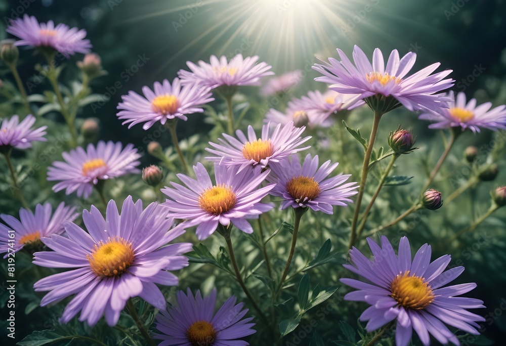Fototapeta premium Aster flower closeup Realistic Light understand sun light significantly summer season flower concept
