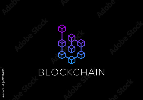 Network technology blockchain with initial b logo design inspiration
