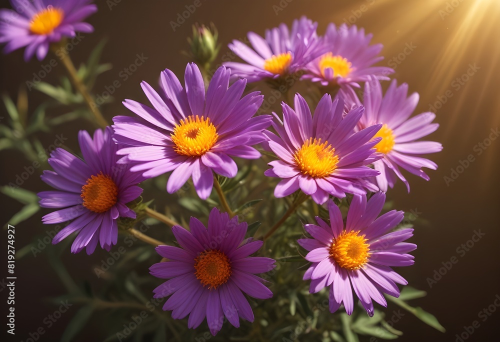 Fototapeta premium Aster flower closeup Realistic Light understand sun light significantly summer season flower concept