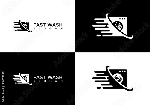 fast washing machine logo vector design