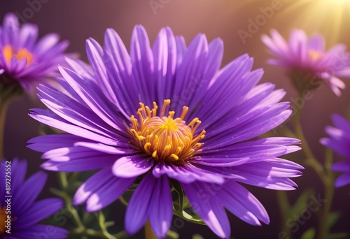 Aster flower closeup Realistic Light understand sun light significantly summer season flower concept