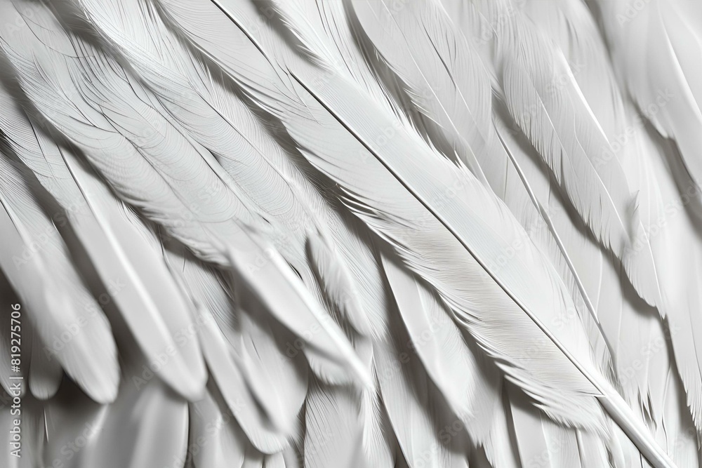 custom made wallpaper toronto digitalA close-up photo of the delicate structure of a white feather, Macro shot white feather