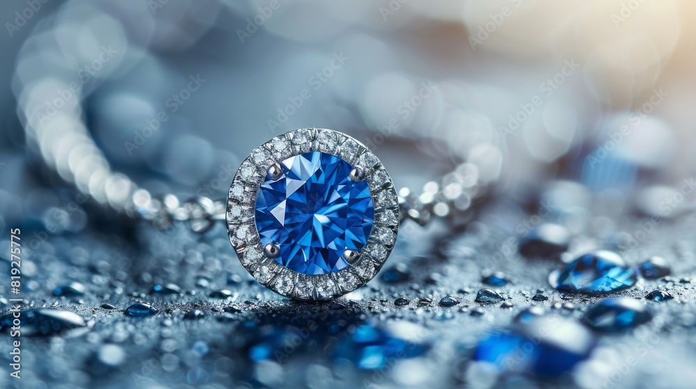 Fototapeta premium Sapphire pendant isolated on white