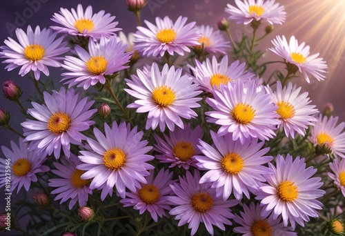 Aster flower closeup Realistic Light understand sun light significantly summer season flower concept