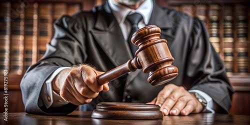 judge knocks wooden gavel courtroom court house sentenced judge robe tie