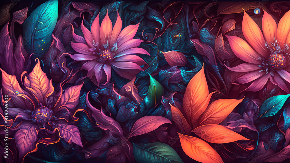 Abstract fantasy wallpaper with botanical flower special background design