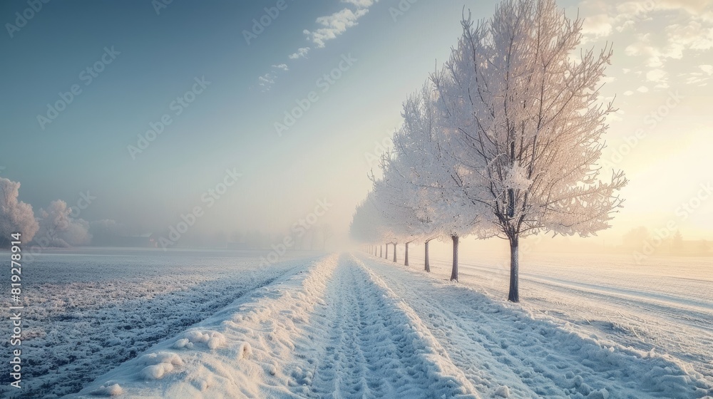 winter morning landscape - the trees in frost winter morning landscape - the trees in frost