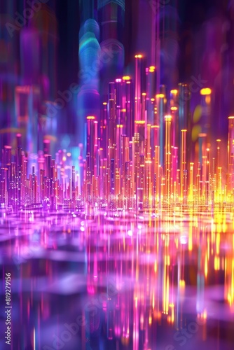 Luminous Cityscape  Vibrant Lights Dancing on Water