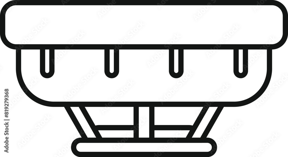 Simple black and white line drawing of an ice cream kiosk, perfect for icons or signage Simple black and white line drawing of an ice cream kiosk, perfect for icons or signage