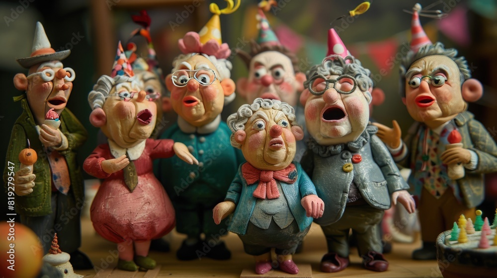 Plasticine characters. Grandmas birthday party.