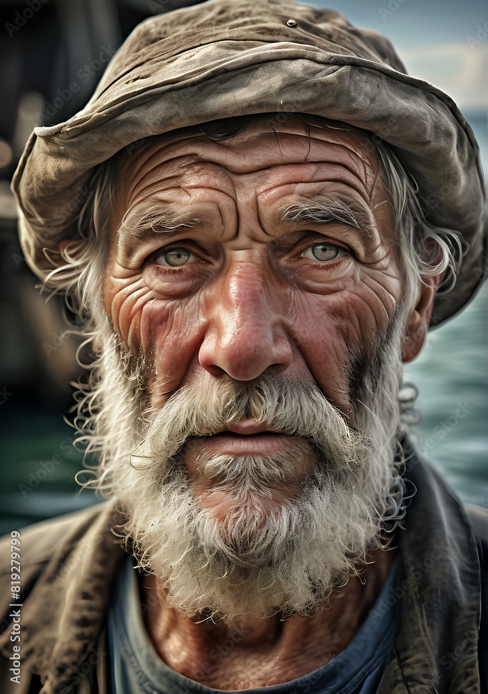 Portrait of a seasoned fisherman
