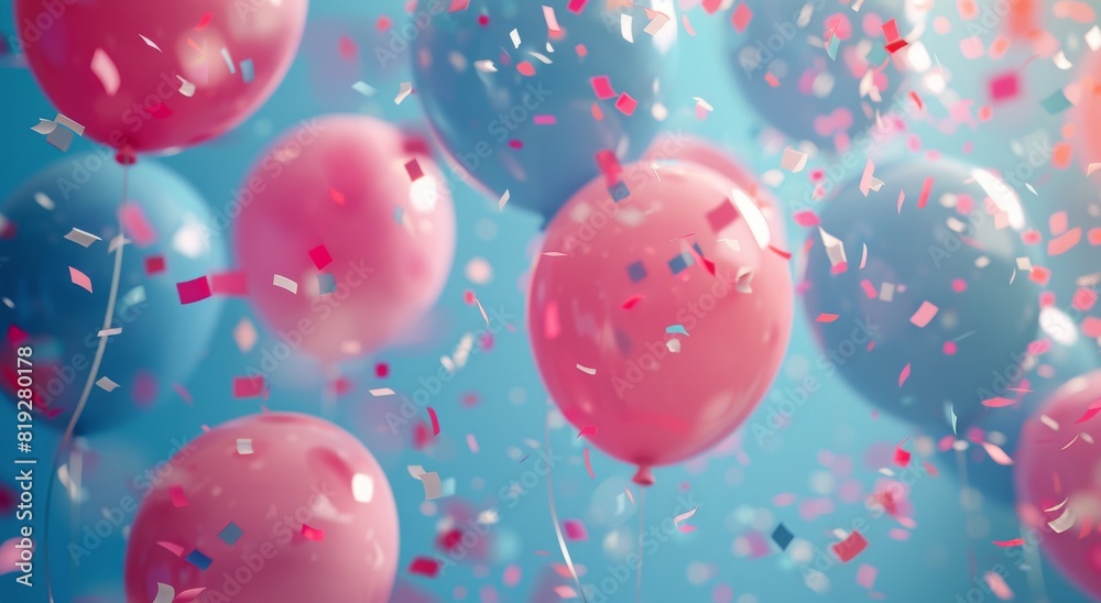 Colorful Balloons Flying in the Air on a Blue Background Colorful Balloons Flying in the Air on a Blue Background
