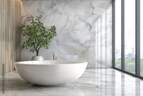 Marble counter table top in bath room background - Generative ai