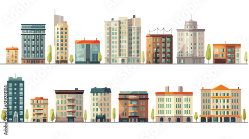 Vector flat building set icon. Modern and vintage a
