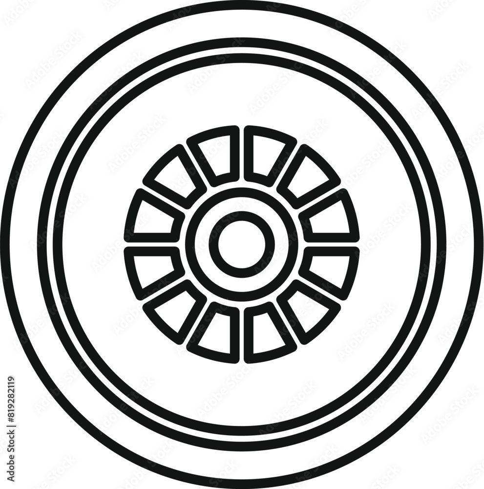 Vector illustration of a circular symbol featuring a radial spoke design Vector illustration of a circular symbol featuring a radial spoke design