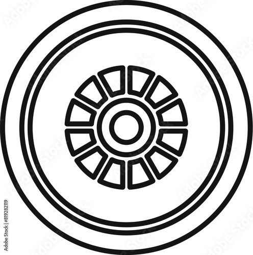 Vector illustration of a circular symbol featuring a radial spoke design