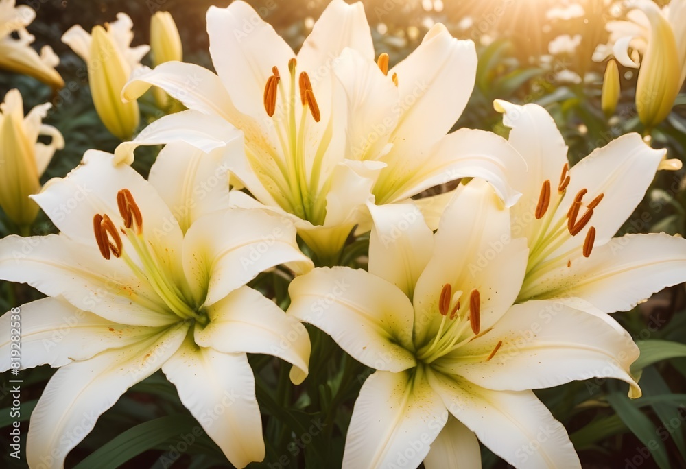 Fototapeta premium Lilies flower closeup Realistic Light understand sun light significantly summer season flower concept