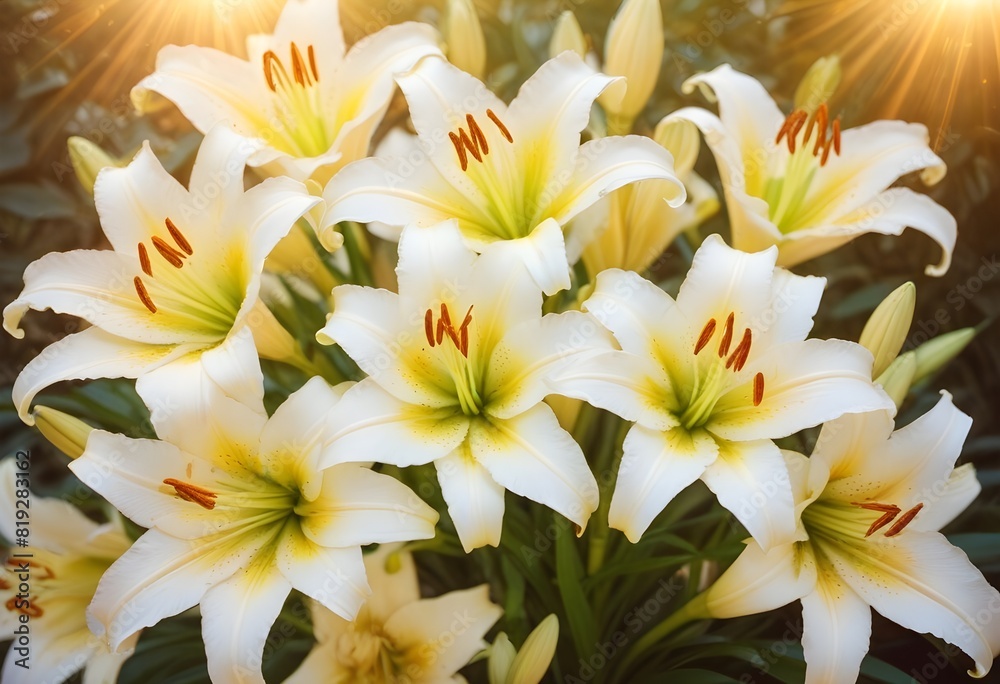 Fototapeta premium Lilies flower closeup Realistic Light understand sun light significantly summer season flower concept