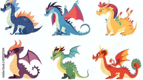 vector flat cartoon colored blue red yellow and gre