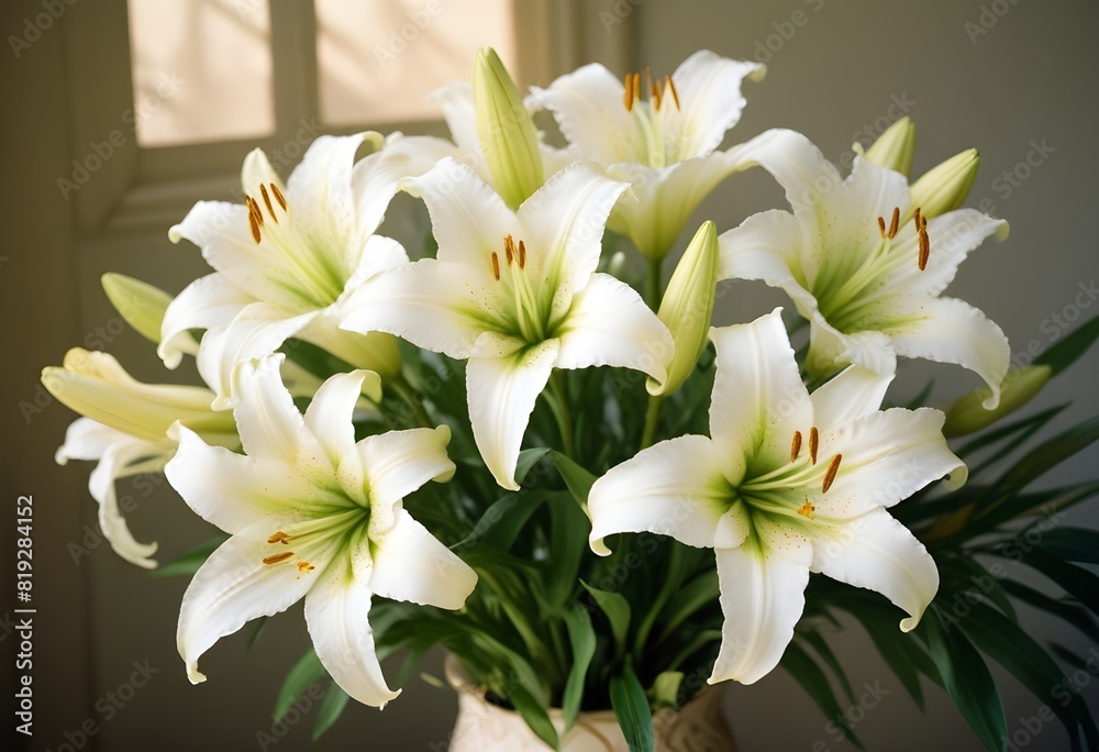 Fototapeta premium Lilies flower closeup Realistic Light understand sun light significantly summer season flower concept