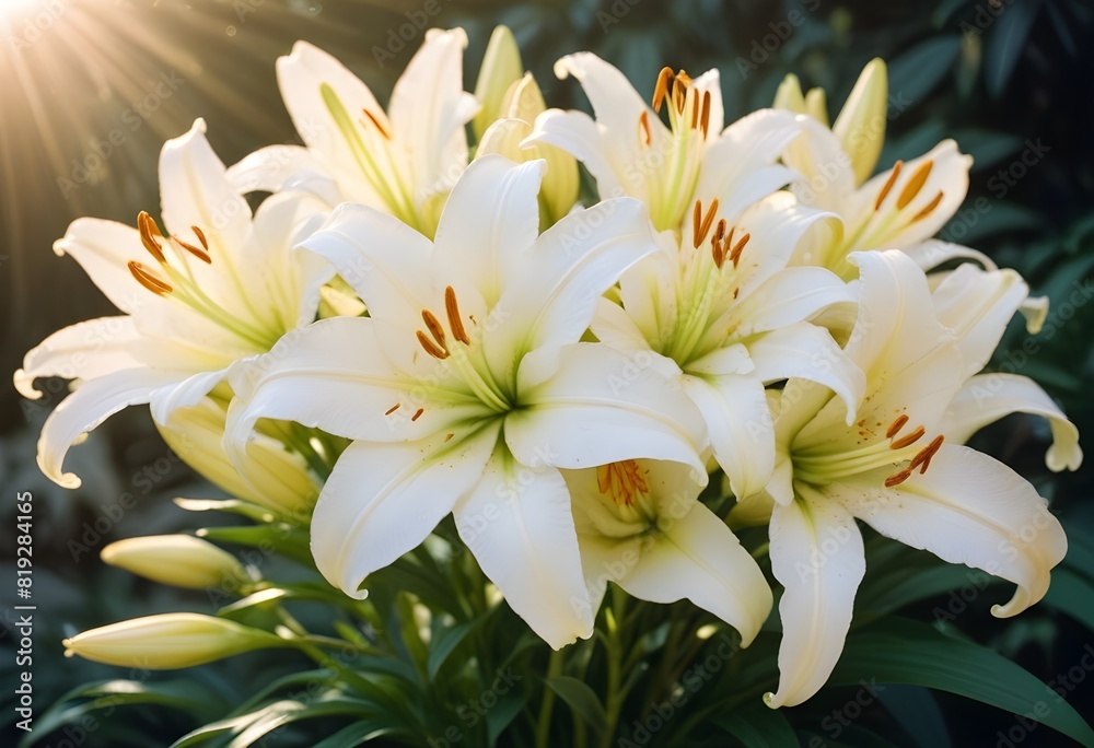 Fototapeta premium Lilies flower closeup Realistic Light understand sun light significantly summer season flower concept
