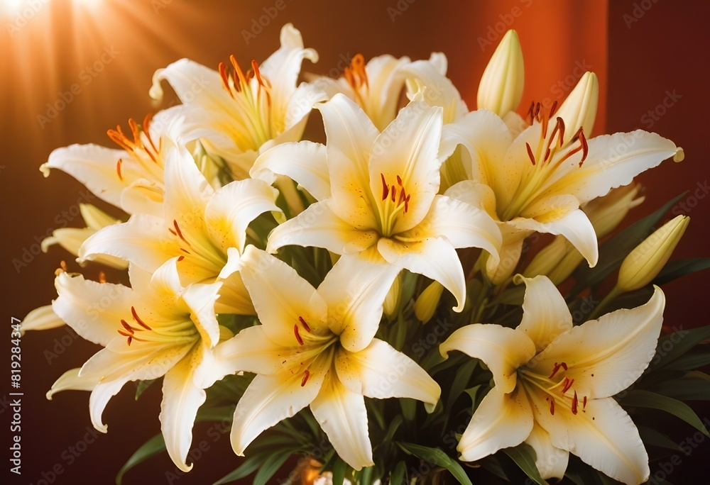 Fototapeta premium Lilies flower closeup Realistic Light understand sun light significantly summer season flower concept