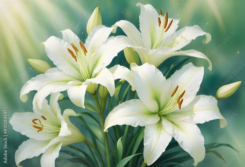 Obraz premium Lilies flower closeup Realistic Light understand sun light significantly summer season flower concept