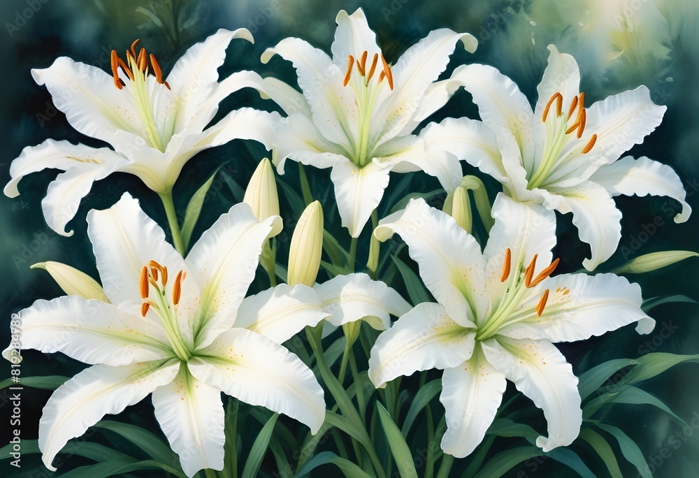 Fototapeta premium Lilies flower closeup Realistic Light understand sun light significantly summer season flower concept