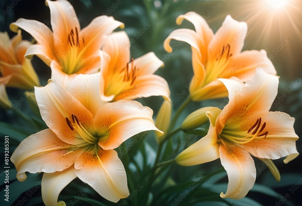 Obraz premium Lilies flower closeup Realistic Light understand sun light significantly summer season flower concept