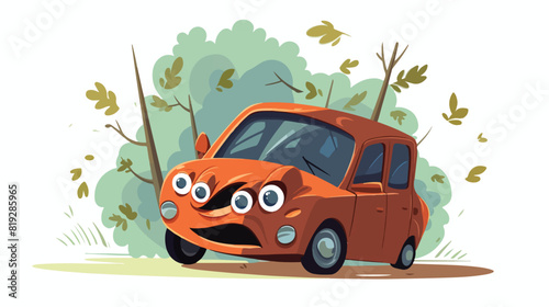 vector flat cartoon stylized drowing car character