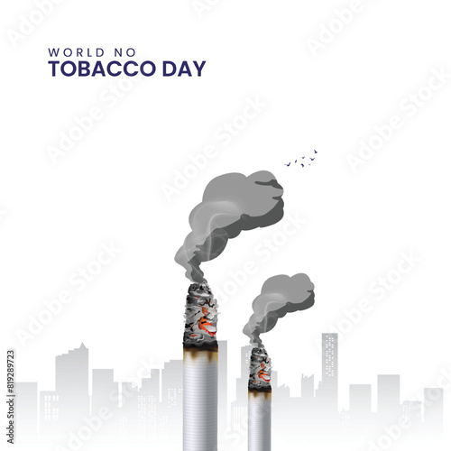 World No Tobacco Day. Cigarette banned no smoking creative design. 3D Illustration