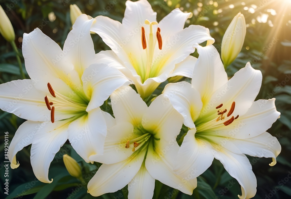 Fototapeta premium Lilies flower closeup Realistic Light understand sun light significantly summer season flower concept