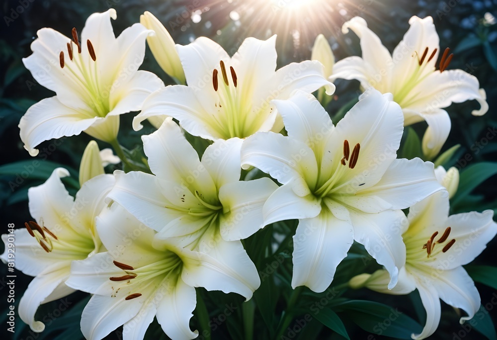 Fototapeta premium Lilies flower closeup Realistic Light understand sun light significantly summer season flower concept