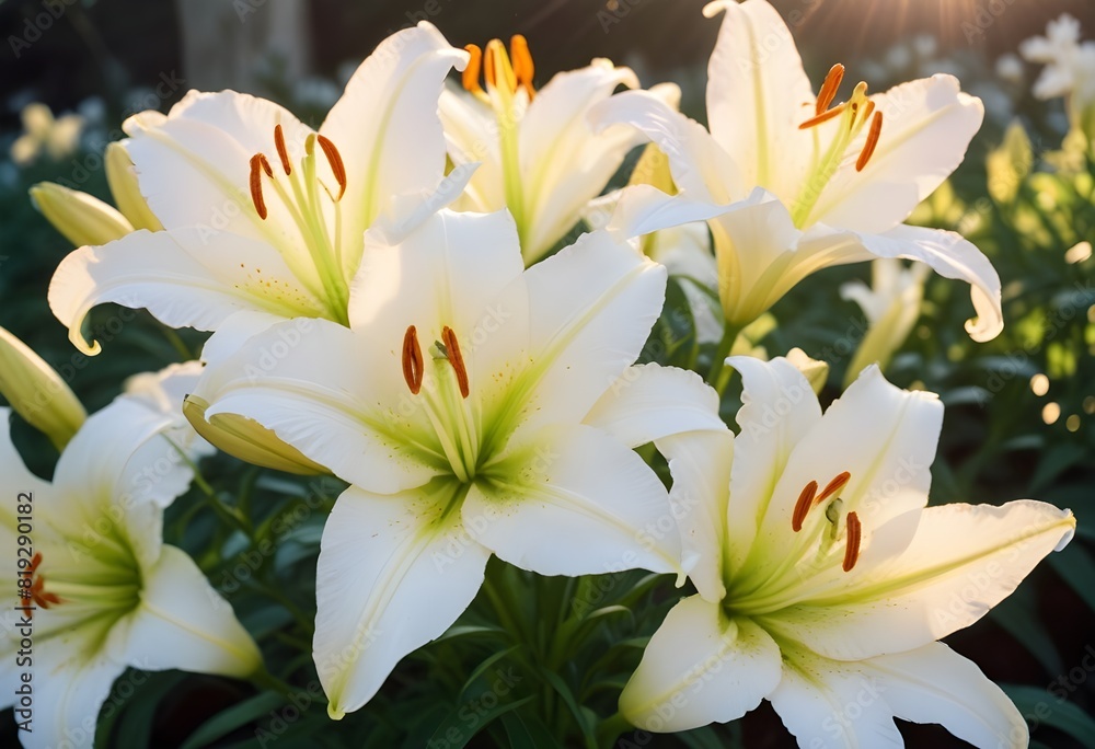 Fototapeta premium Lilies flower closeup Realistic Light understand sun light significantly summer season flower concept